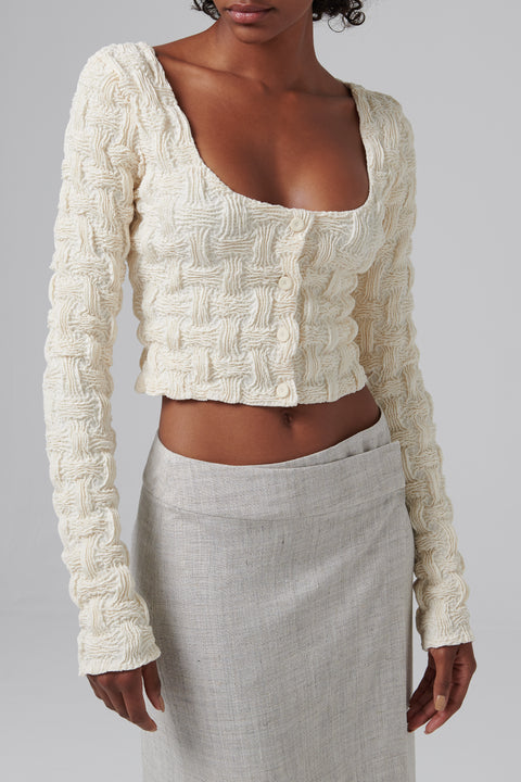 Beige Cropped Cap Sleeve Tee