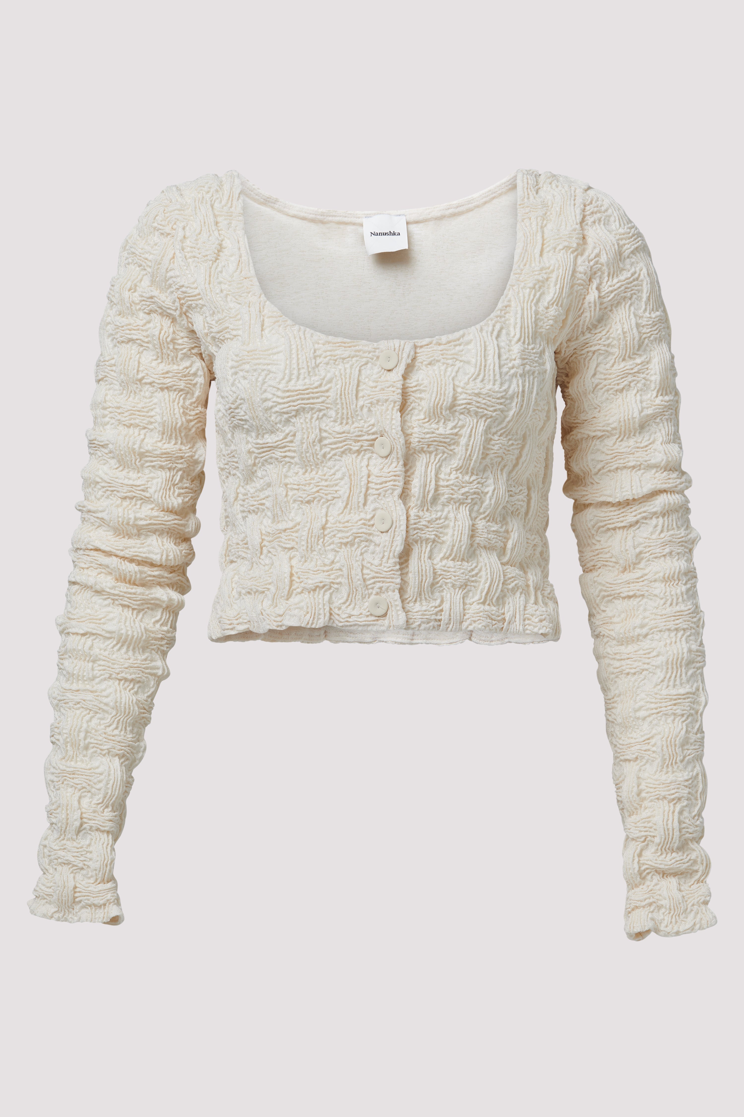 Nanushka Beige Cropped Cap Sleeve Tee - Fabric of Society