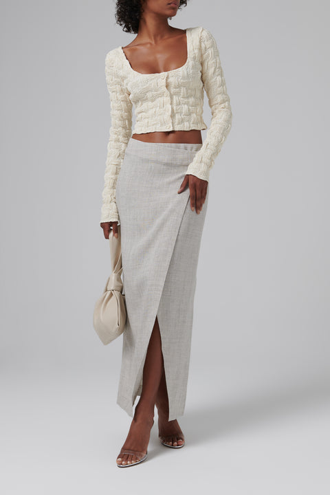 Beige Cropped Cap Sleeve Tee