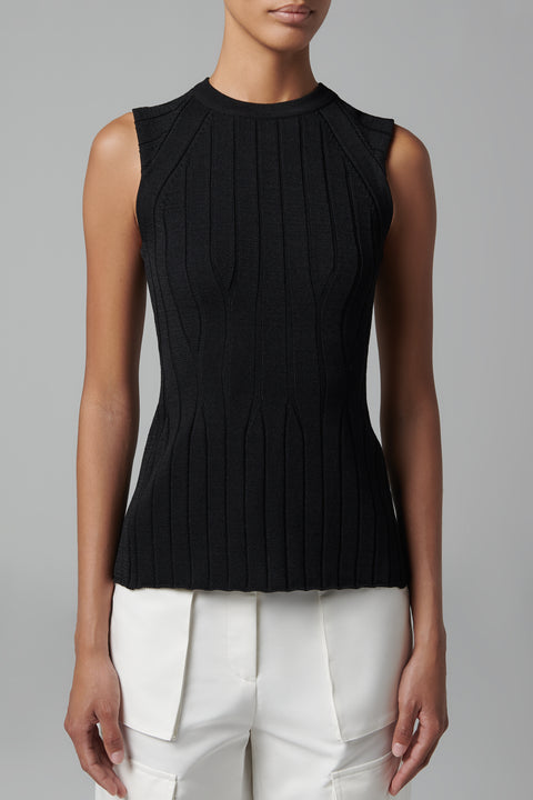 Black Open Back Knit Tank Top