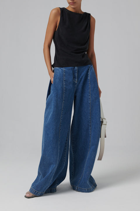 Black Draped Cowl Top