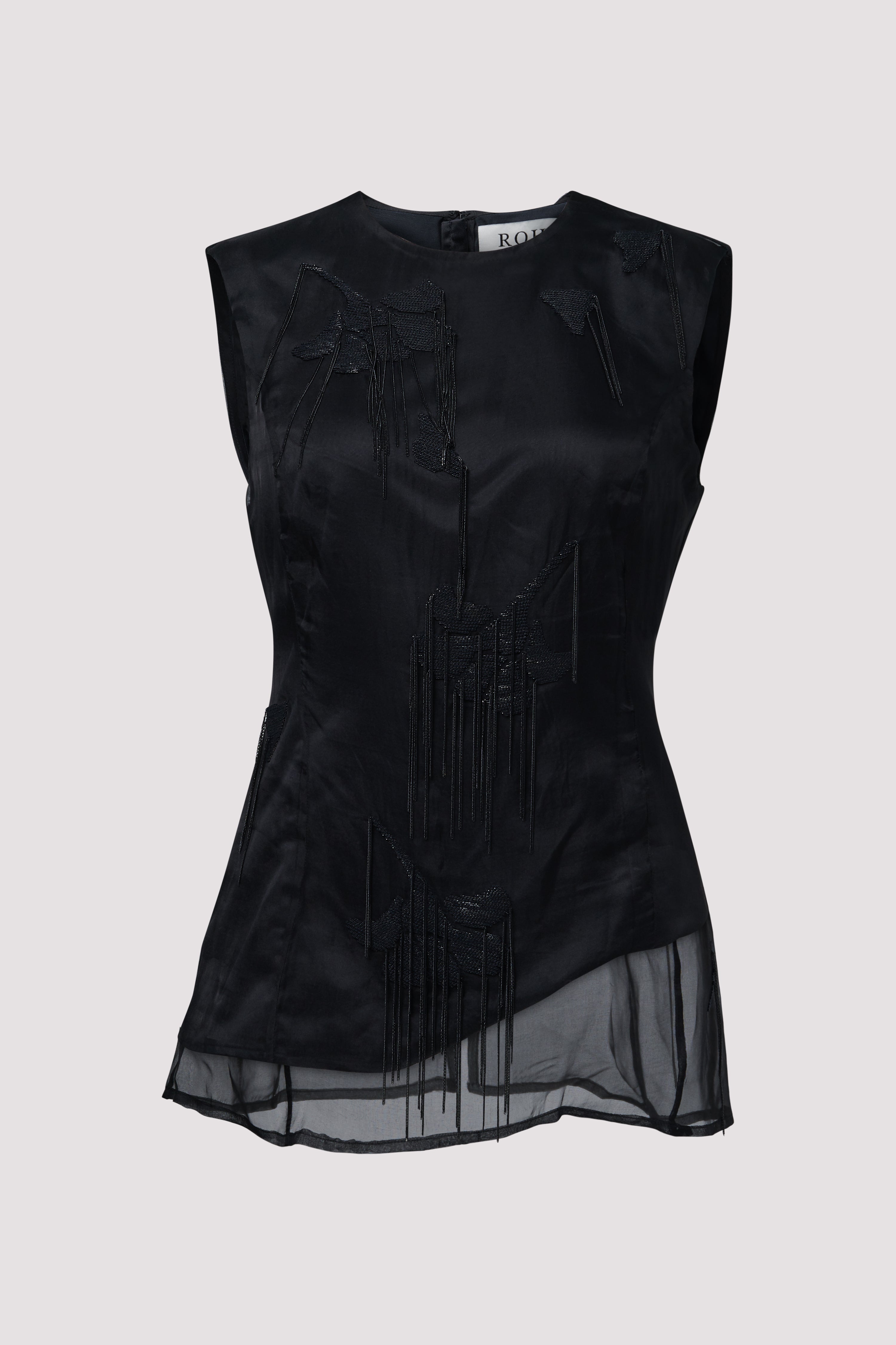 Rohe Black Embellished Tulip Organza Top - Fabric of Society