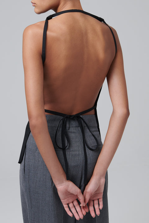 Black Open Back Sleeveless Top