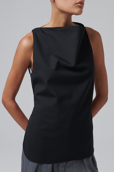 Black Open Back Sleeveless Top