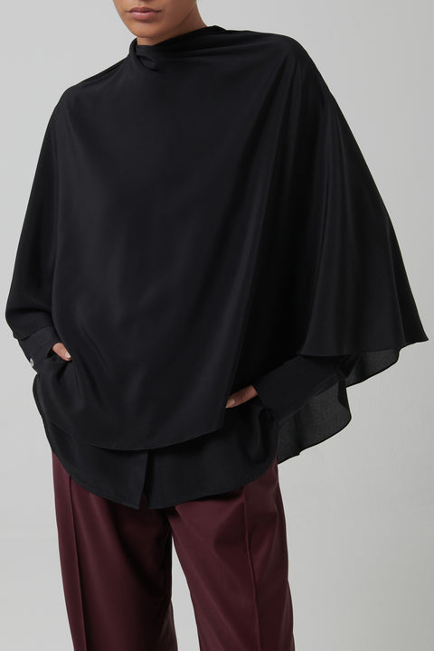 Black Airy Scarf Shirt-Dress