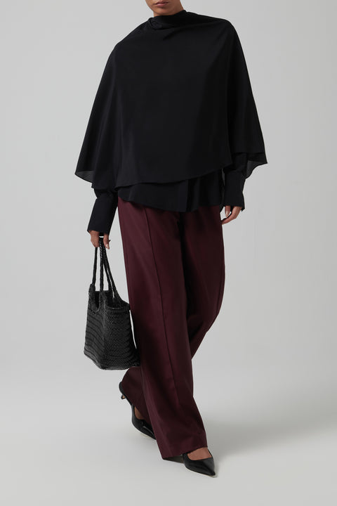 Black Airy Scarf Shirt-Dress