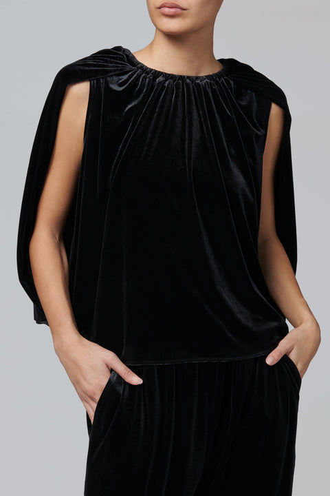 Black Velvet Cape Top