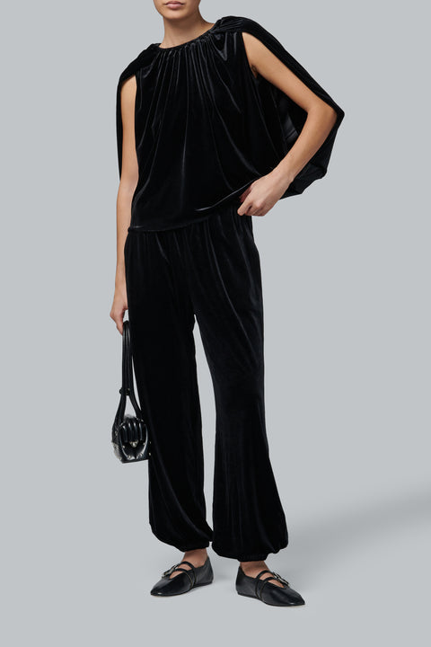 Black Velvet Cape Top