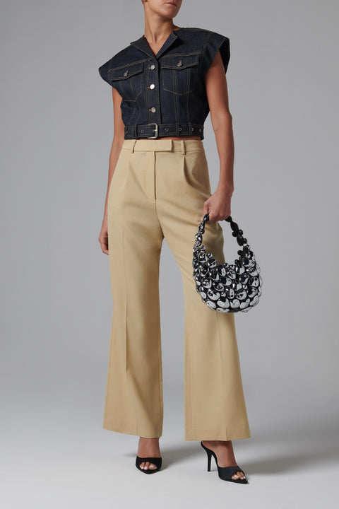 Blue Collarless Denim Jacket