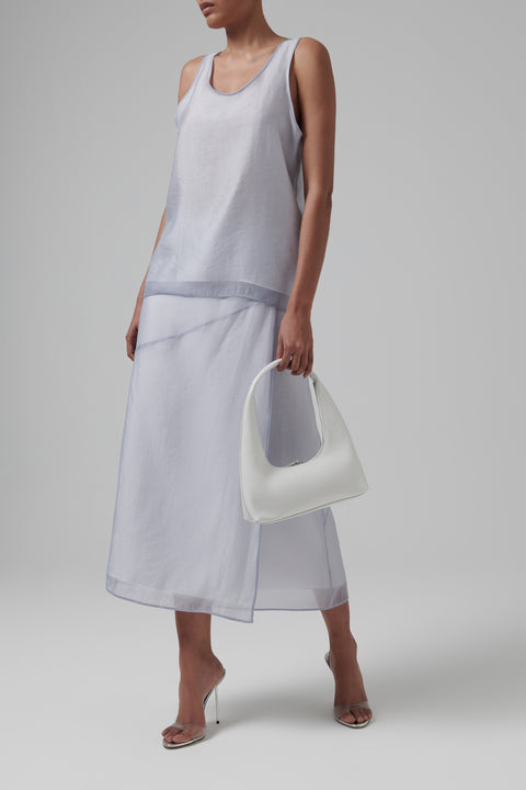 Blue Sheer Layered Sleeveless Tank Top