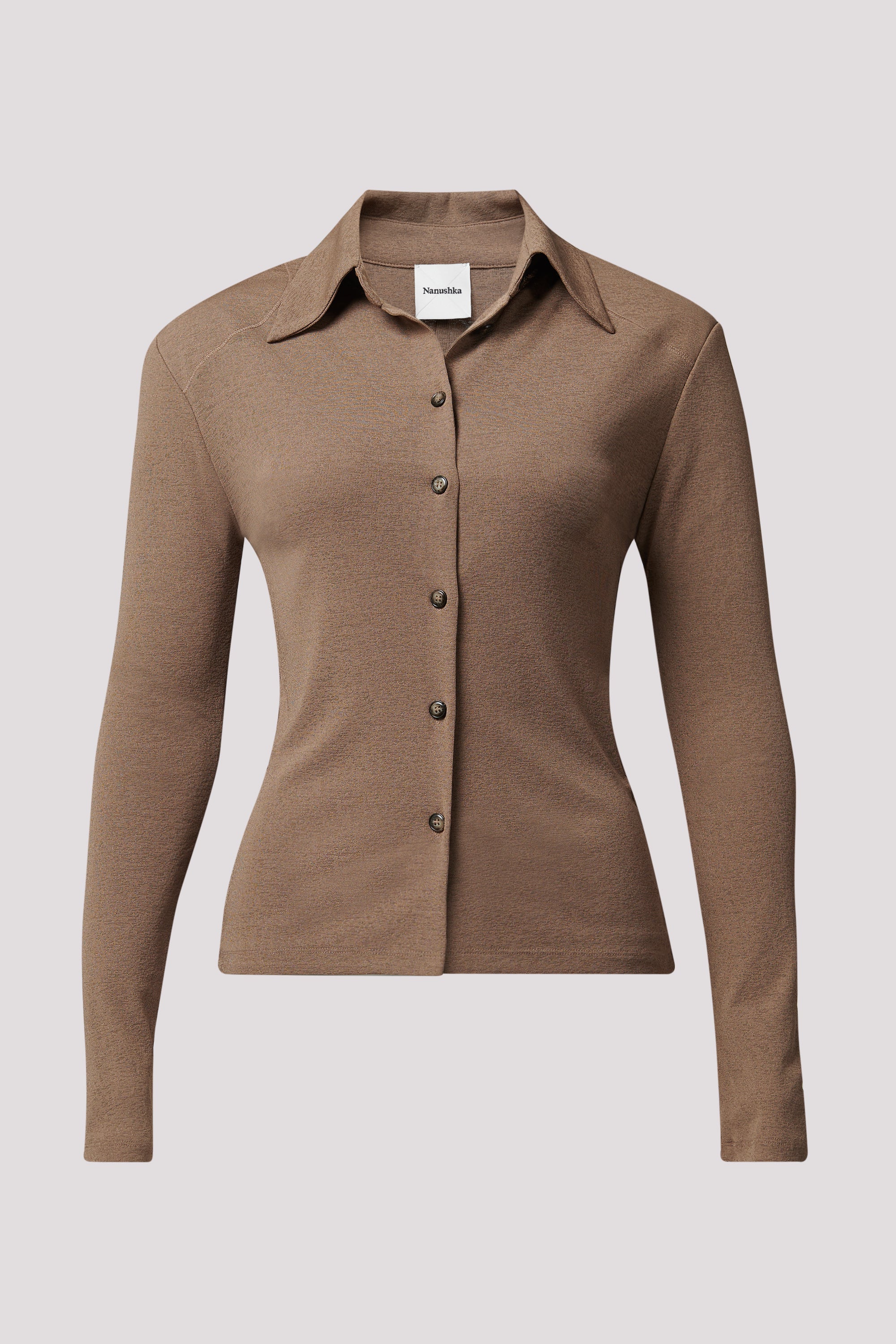 Nanushka Brown Fitted Shirt With Shoulder Pads