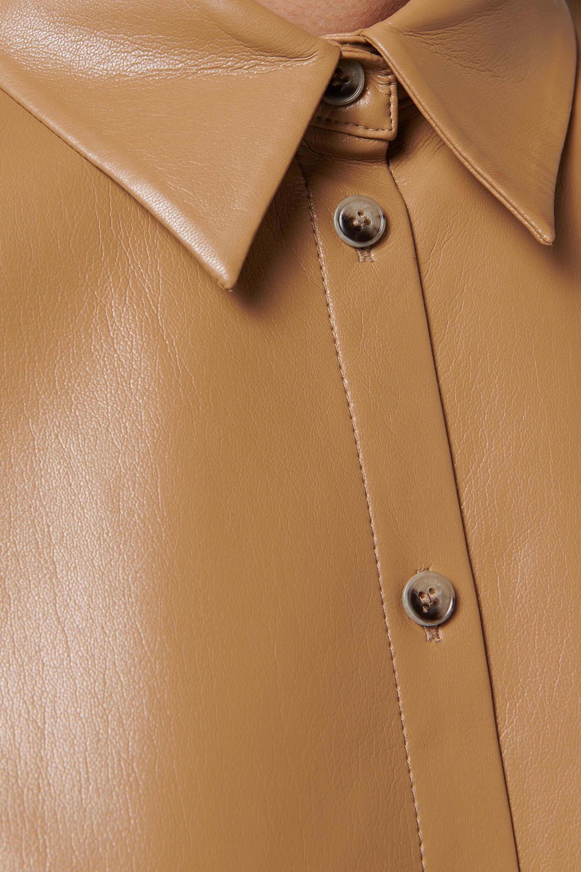 Nanushka Brown Clare Vegan Leather Shirt