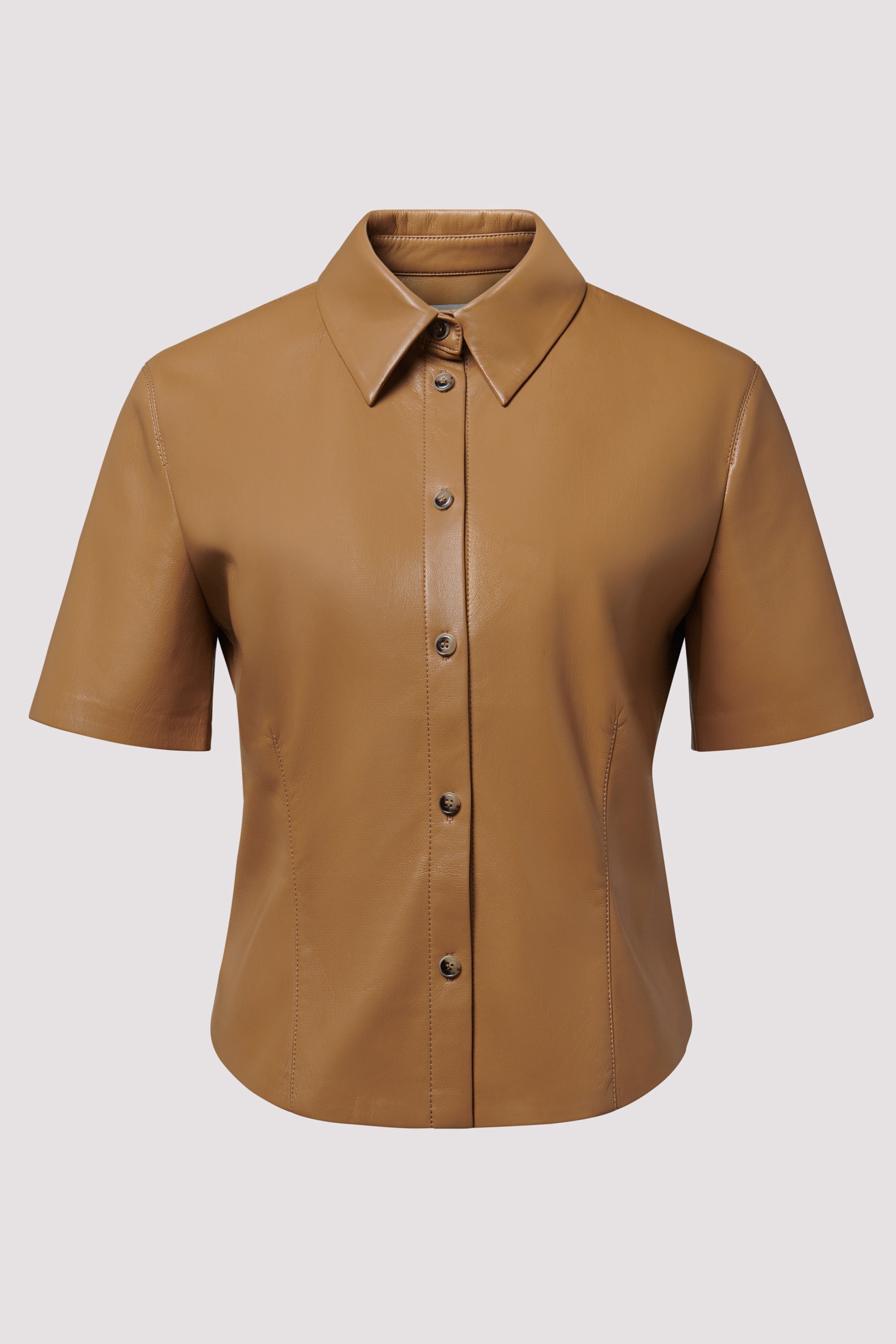 Nanushka Brown Clare Vegan Leather Shirt