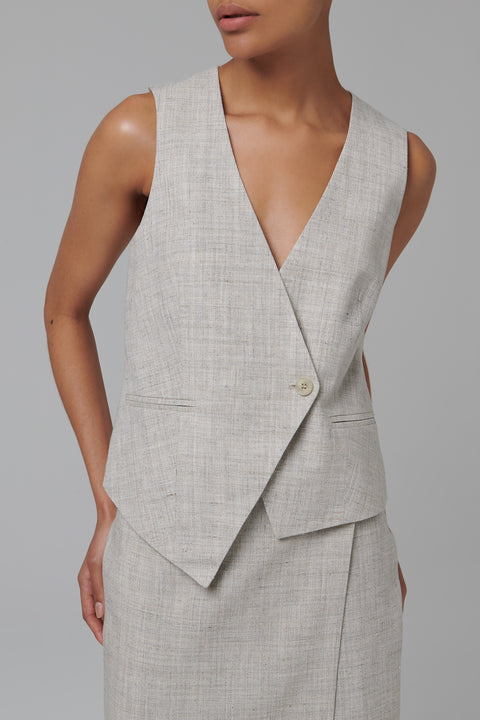 Grey Overlap Tailored Vest
