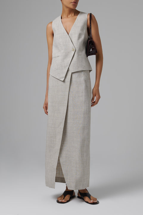 Grey Overlap Tailored Vest