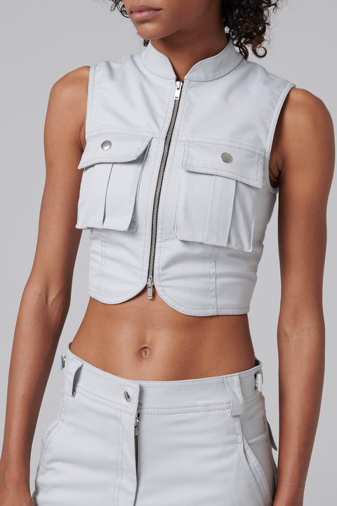 Grey Cargo Cropped Top