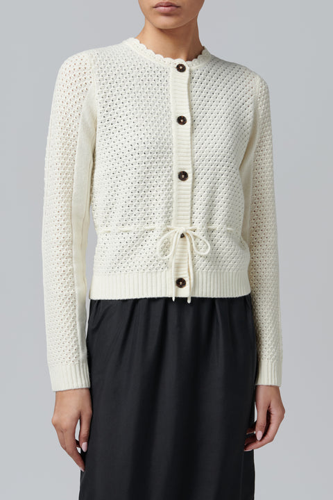 White Como Belted Cardigan