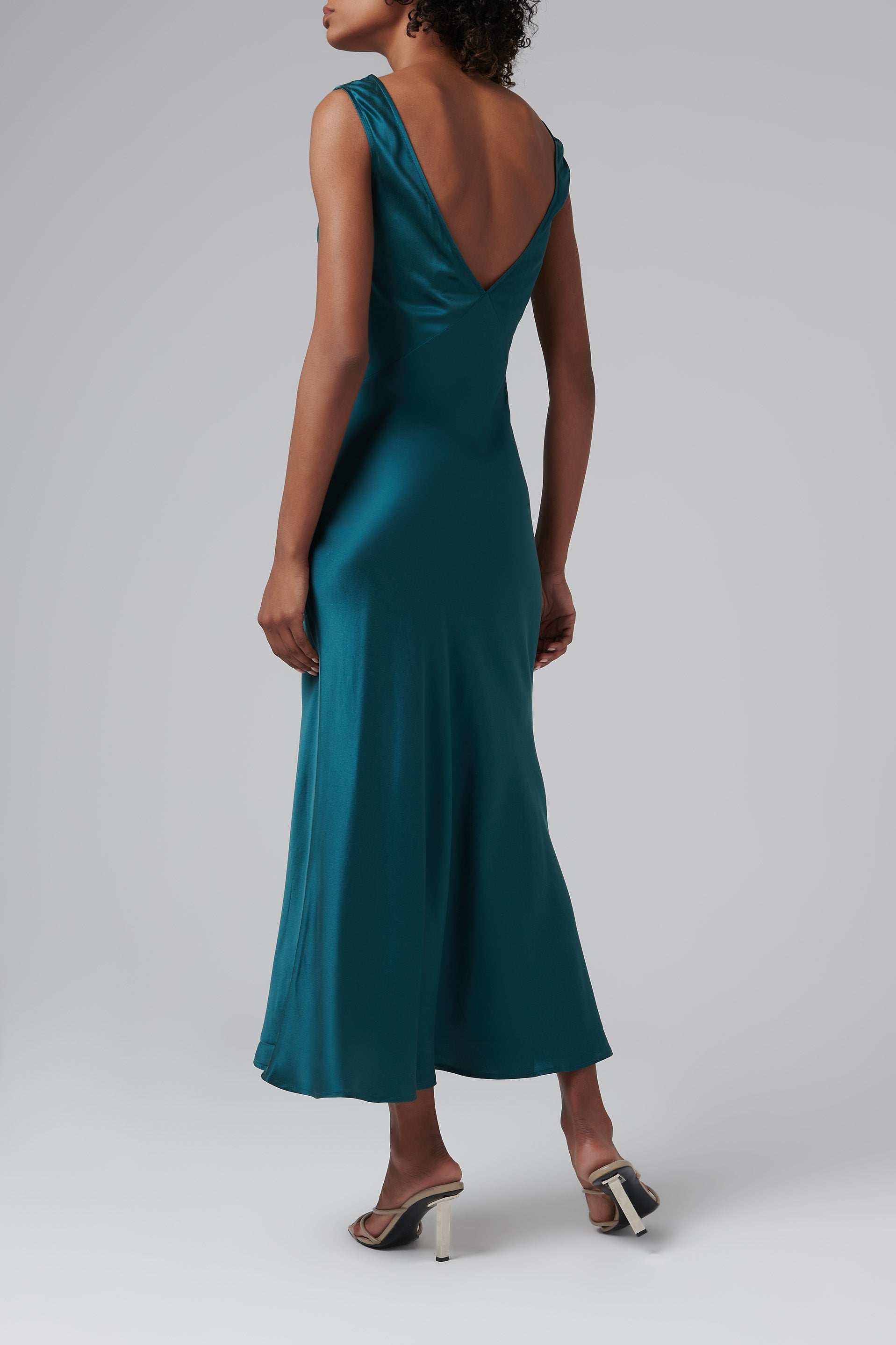 Asceno Green Silk Midi Dress