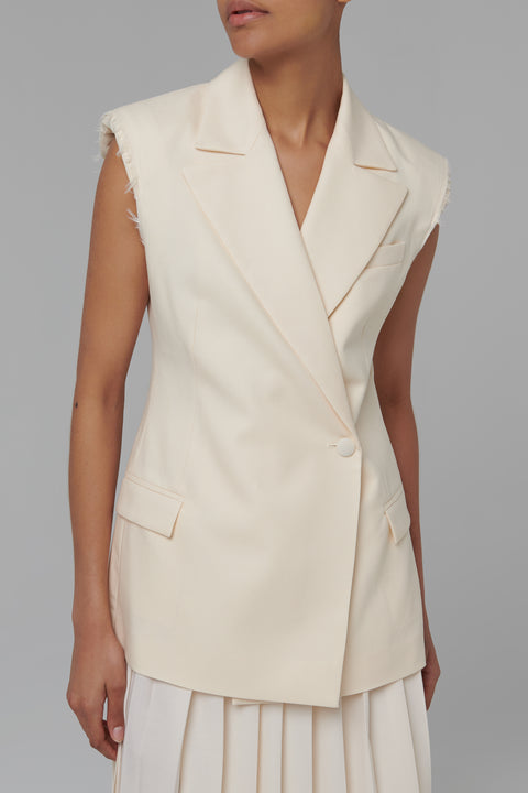 White Sleeveless Blazer