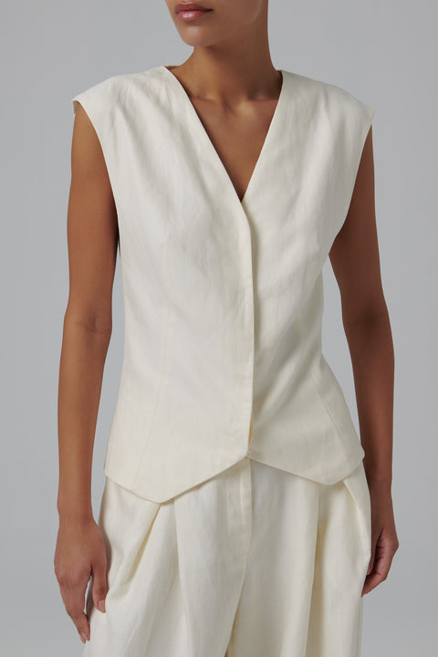 White Minimal Tailored Vest