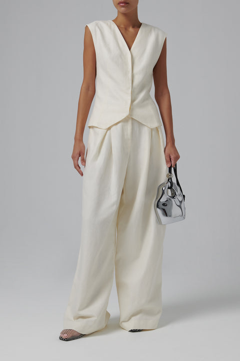 White Minimal Tailored Vest