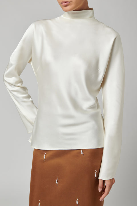 White Satin Waisted Top