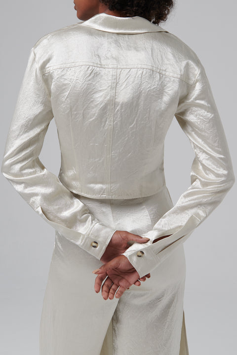 White Janyn Slim Fit Cropped Shirt
