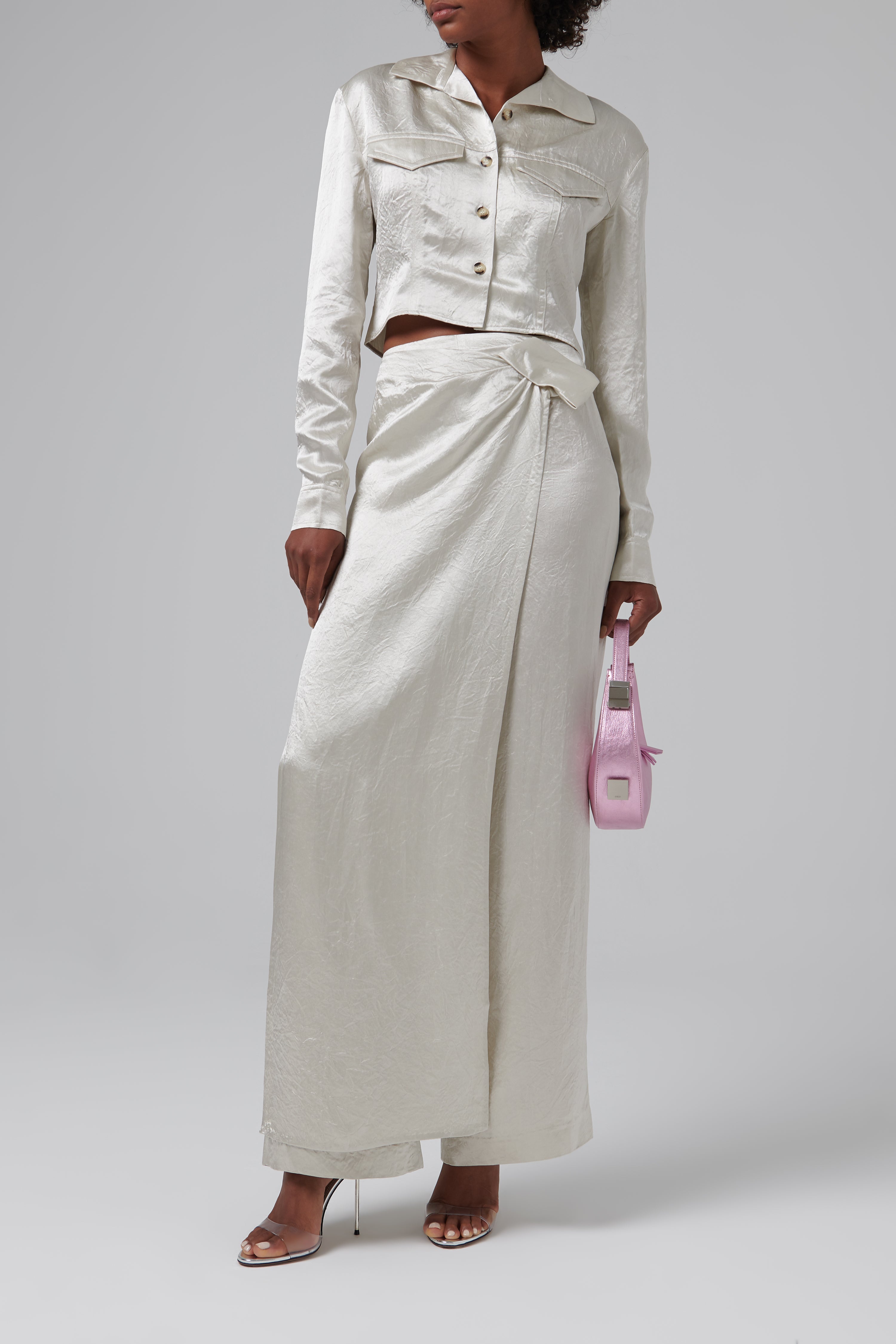 Nanushka White Janyn Slim Fit Cropped Shirt