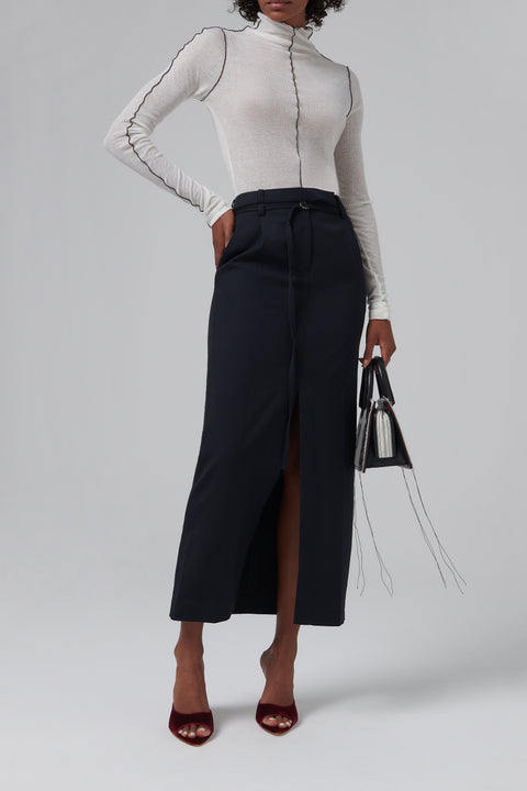 White Contrast Stitch Top