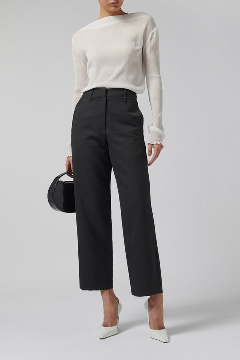 White Sheer Pleat Blouse