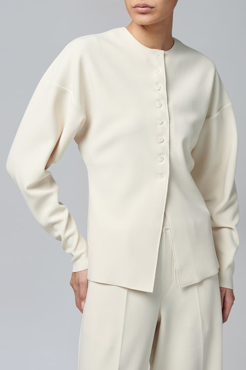 White Lay2 Round-Neck Cardigan