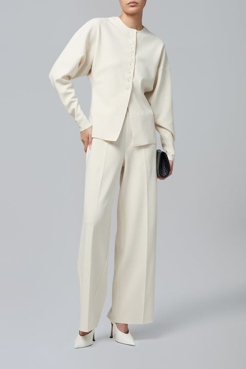 White Lay2 Round-Neck Cardigan