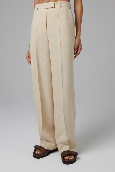 Beige Wide-Leg Pants