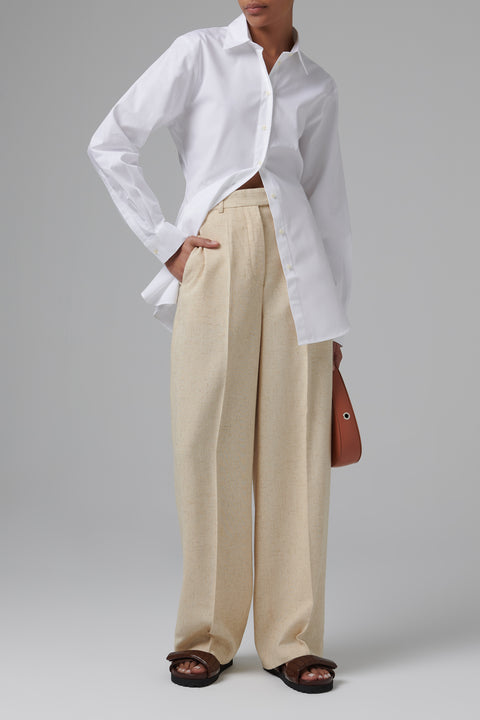 Beige Wide-Leg Pants