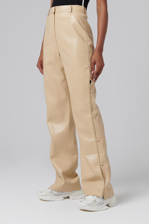 Beige Felina Vegan Leather Pants