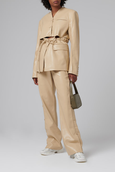 Beige Felina Vegan Leather Pants