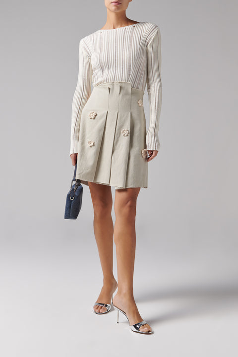 White Destroyed Light Knit Top