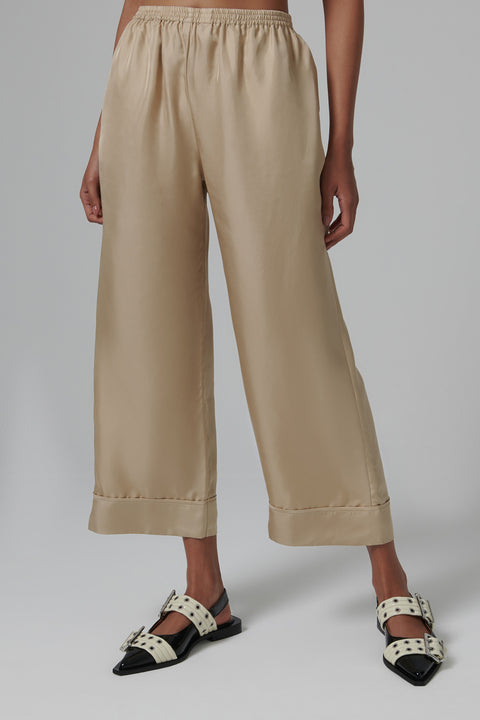 Beige Brescia Silk Pants