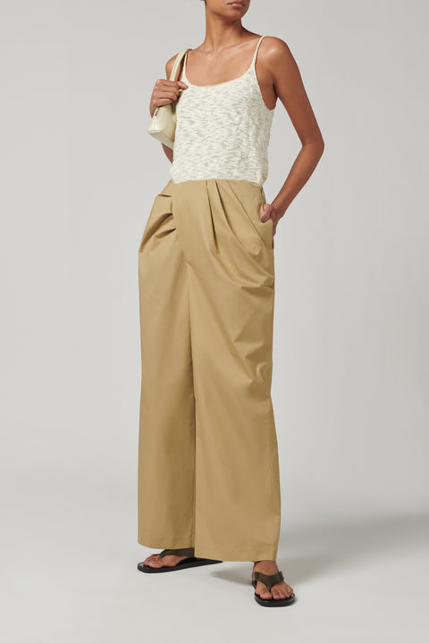 Beige Asymmetry Wrap Pants