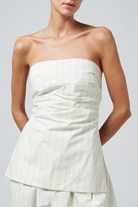 White Strapless Tie Back Top