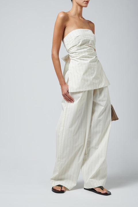 White Strapless Tie Back Top