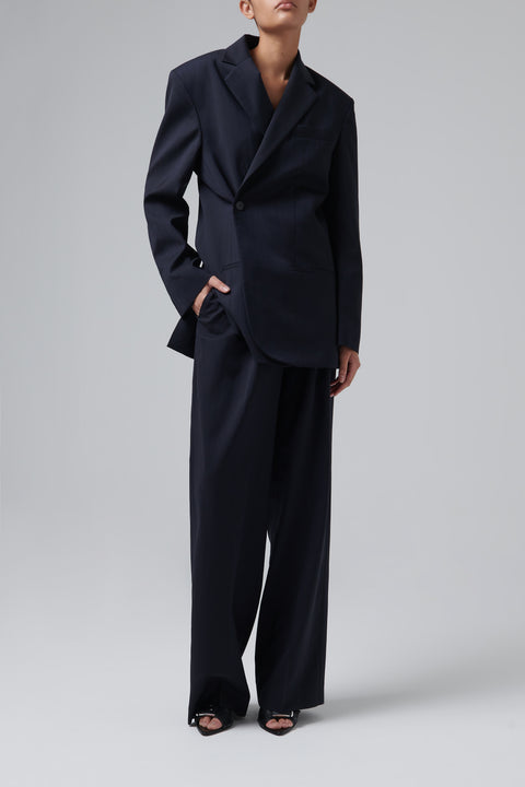 Black Wide Leg Pleated Trousers