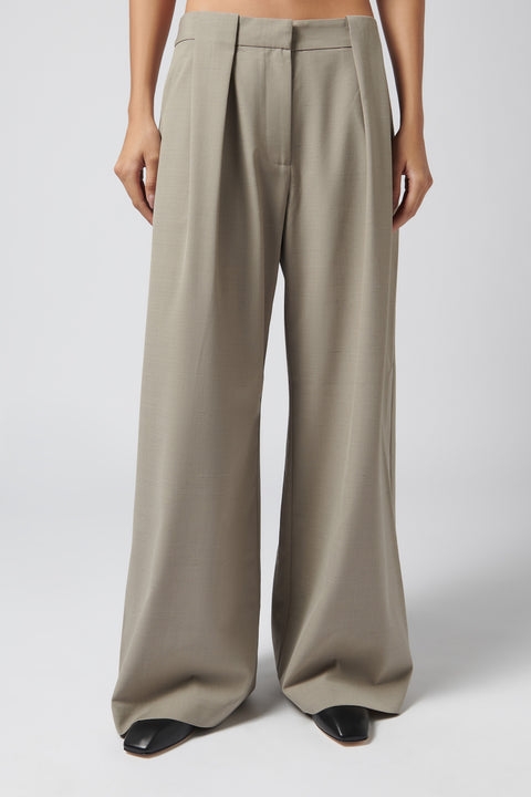 Grey Pleat Loop Pants