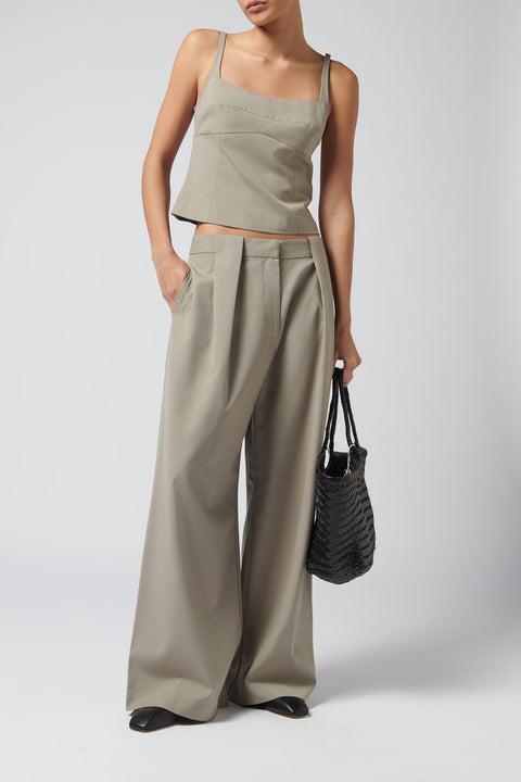 Grey Pleat Loop Pants