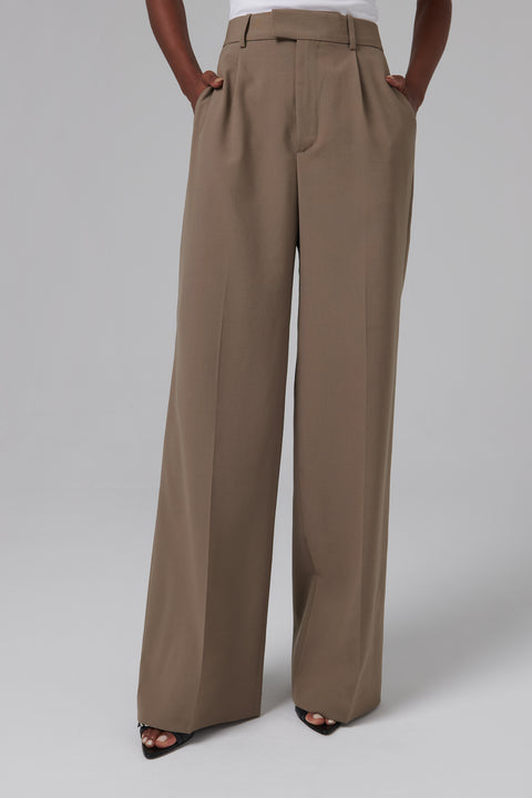 Brown Single Pleated Pants