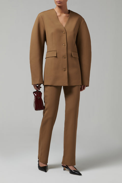 Brown Cybel Slim Leg Tailored Pants