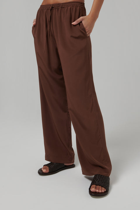 Brown Aurelia Silk Pants
