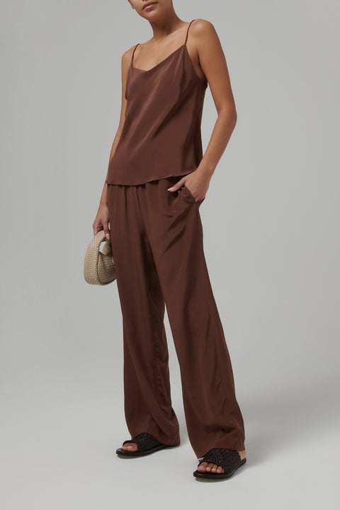 Brown Aurelia Silk Pants