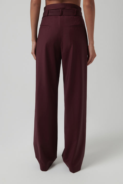 Burgundy Detailed Waist Pants