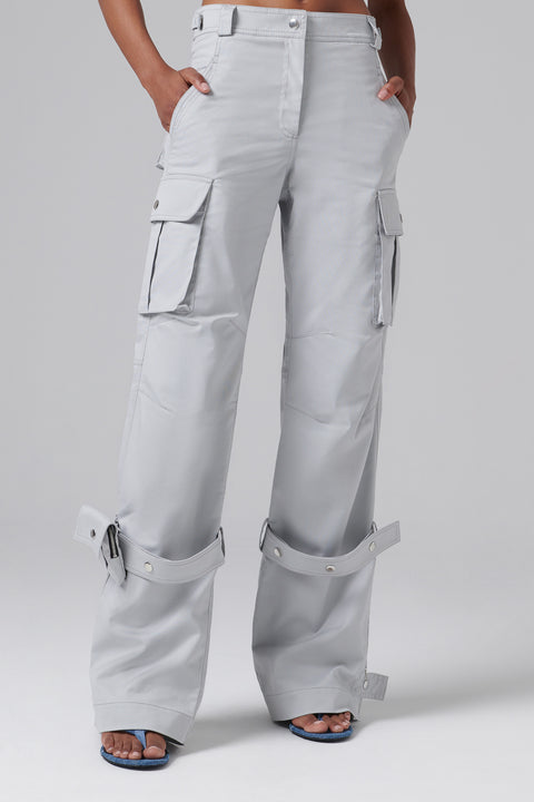 Grey Bottom Belt Cargo Pants